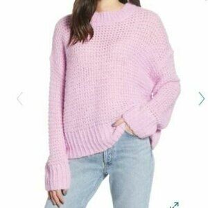Chelsea28 Sweater Top Size M Open Knit Purple Tulip Oversized NEW Tag $89  B35